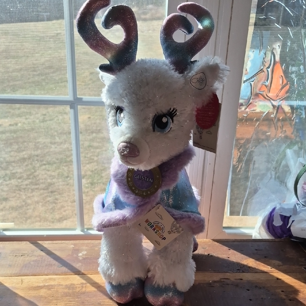 Sparkly Plush Reindeer with Antlers